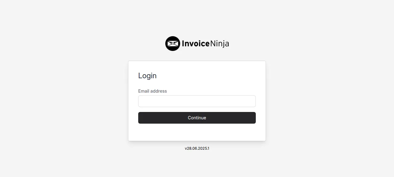 The Invoice Ninja login page