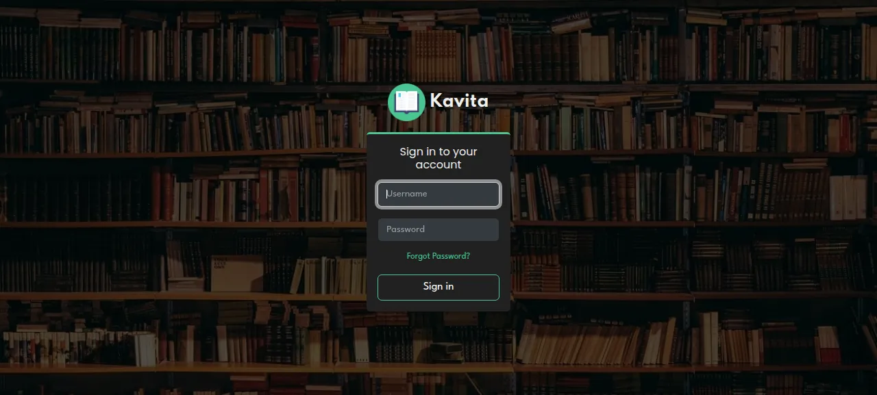 The Kavita sign-in page
