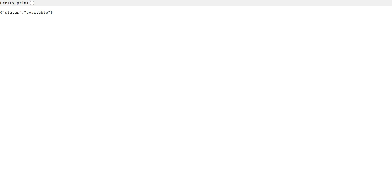 The Meilisearch health endpoint answering status available