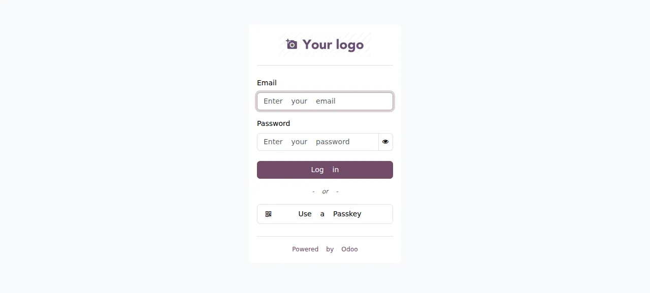 The Odoo log-in page