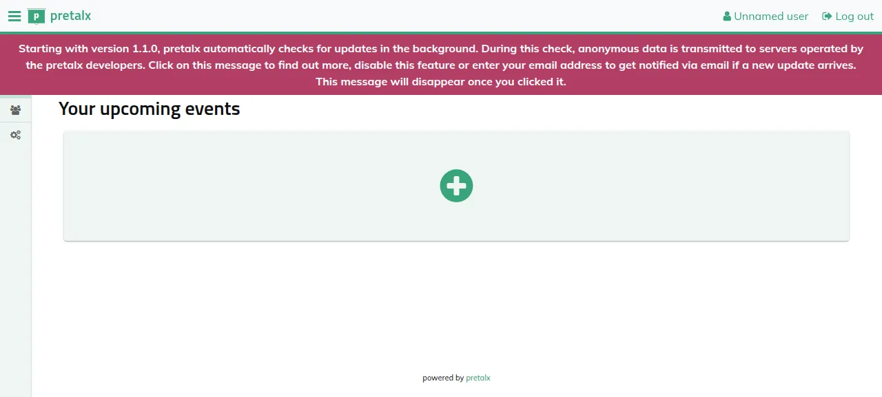 The pretalx organiser home after logging in