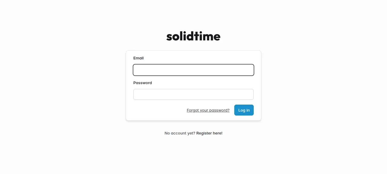 The solidtime log-in page